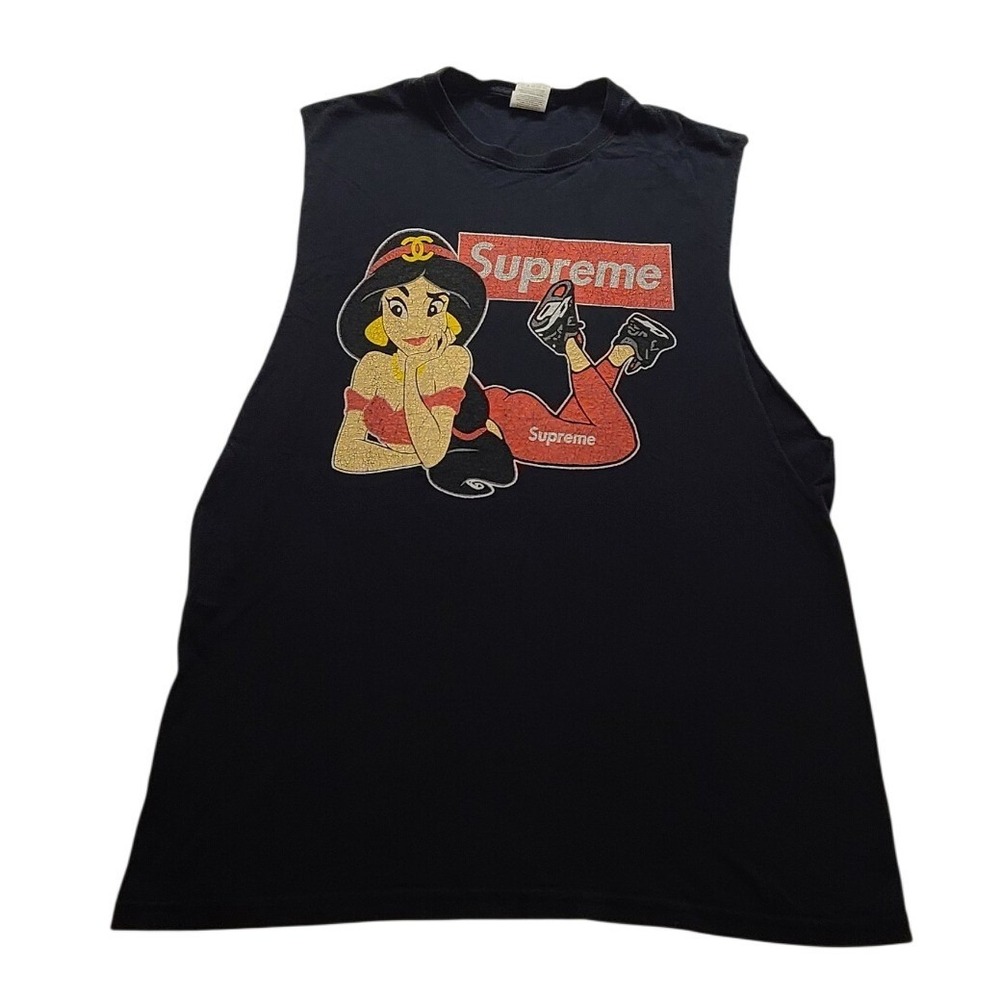 Fruit‎ of the Loom Jasmine Supreme Chanel Graphic T-Shirt Navy Blue Mens Medium